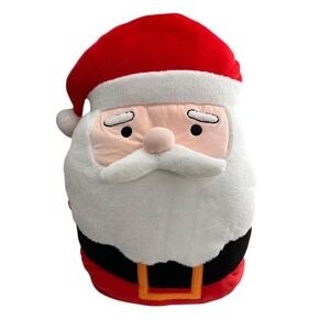 Santa Clause Christmas Pillow 25" Decor Mint & Mistletoe Plush Faux Fur Squishy